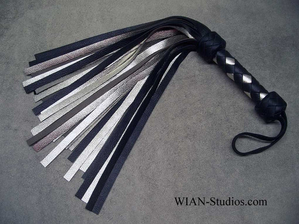 Black and Silver Cowhide Flogger, Small