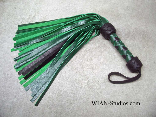 Green and Black Cowhide Flogger, Small