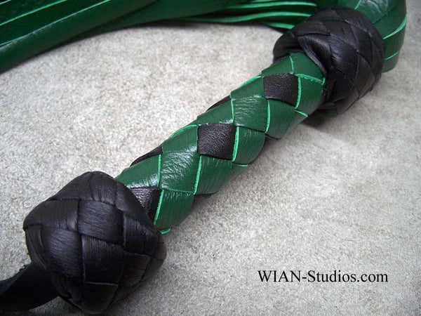 Green and Black Cowhide Flogger, Small