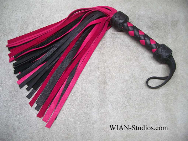 Hot Pink Cowhide and Black Elk Flogger, Small