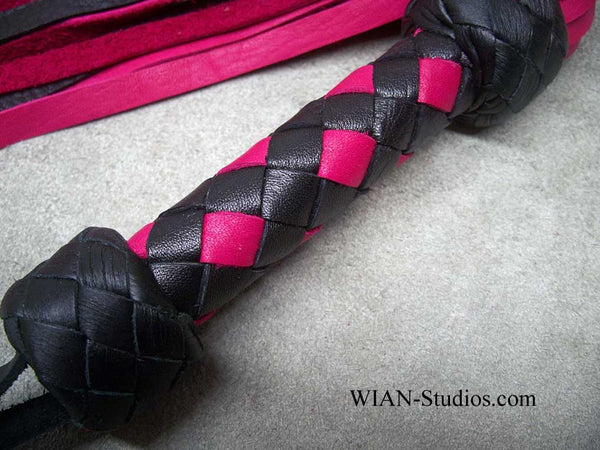 Hot Pink Cowhide and Black Elk Flogger, Small