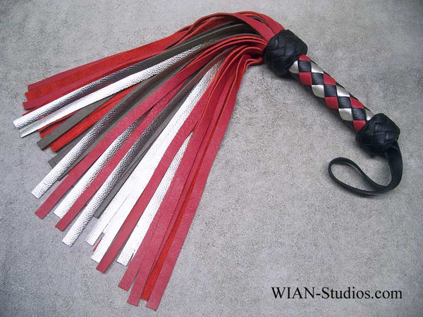 Red and Silver Metallic Cowhide Flogger, Small