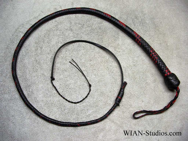 Snake Whip, Black with Red Accents, 3'