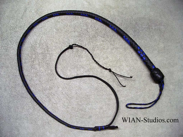 Snake Whip, Black with Blue Accents, 3' 12 plait