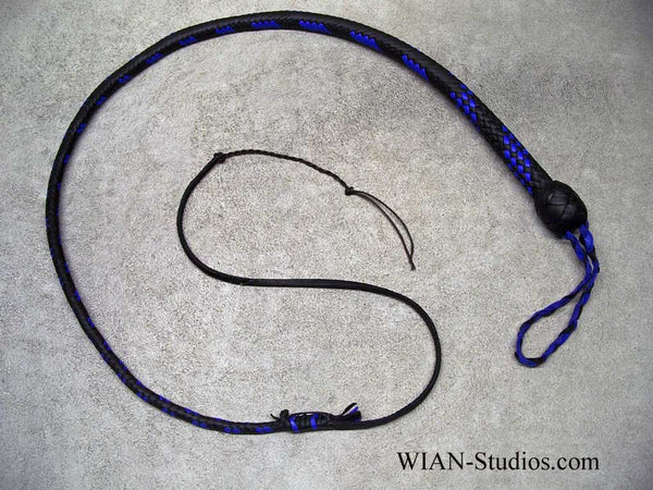Snake Whip, Black with Blue accents, 3'